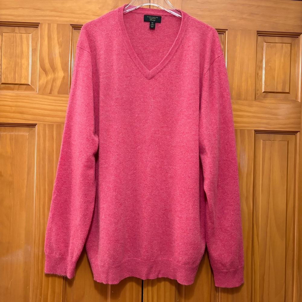 Club Room V-Neck Cashmere Sweater in Rich Rose Pink Size XXL EUC